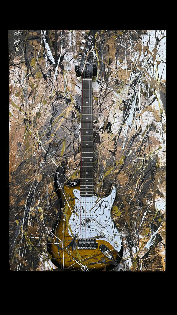 Abstract Modern Wall Art Titled Brown and Black Electric Guitar 26 x 40 in studio