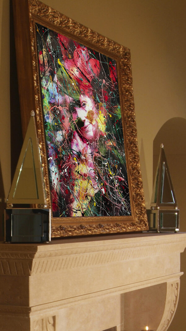 Abstract Modern Wall Art Titled Climbing Flowers 28 x 42 in studio