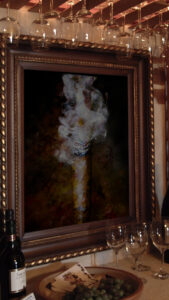 Lady in The White Ash of A Cigar Painting On Canvas by Artist Michael John Valentine