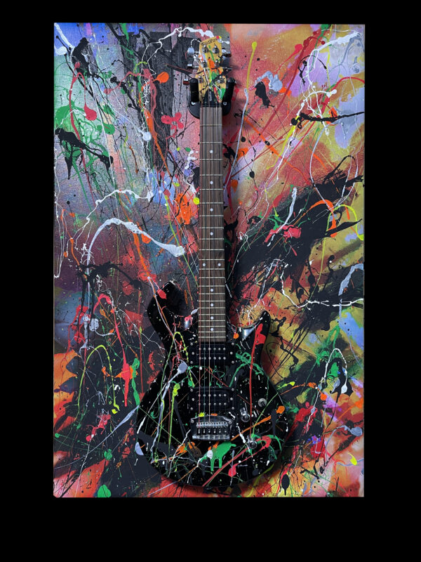 Black Wildfire Guitar Abstract Wall Art 26 x 40 in studio