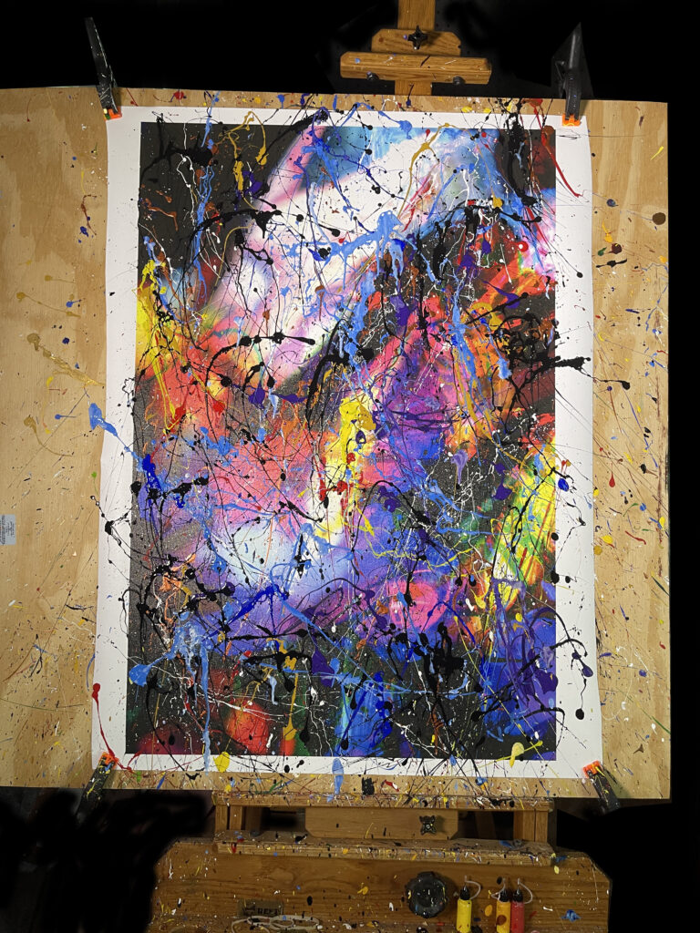 Modern Abstract Art Titled Crazy On You 28 x 42 in studio