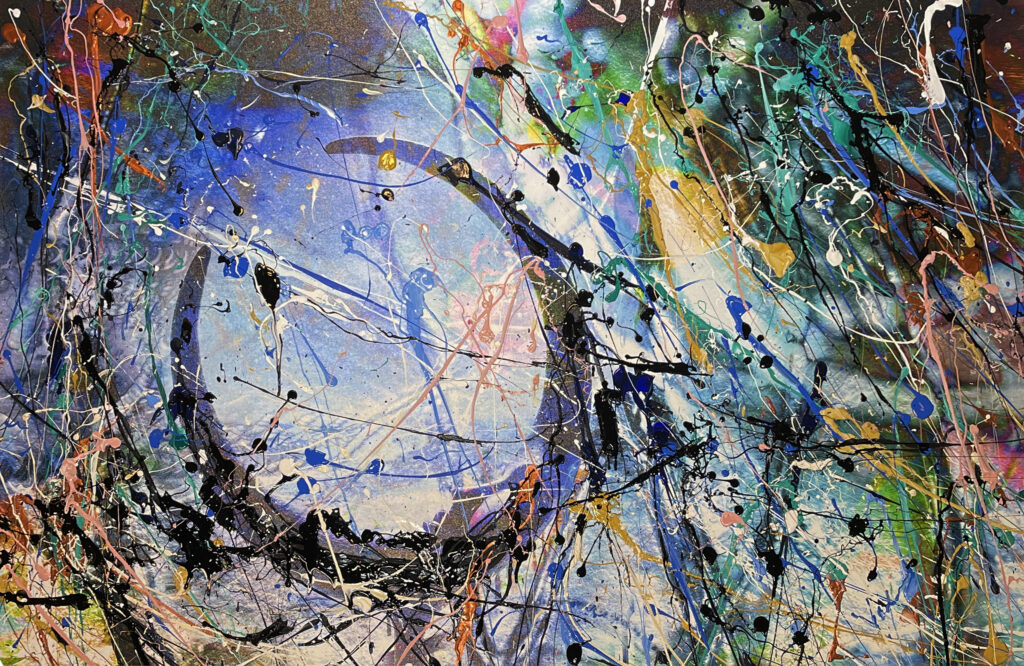 Abstract Modern Wall Art Titled Moon In A Nebula 28 x 42 in studio