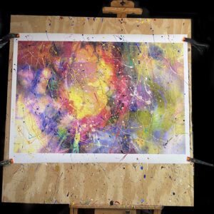 Abstract Modern Art Painting Titled Vibrations 28 x 42 in studio