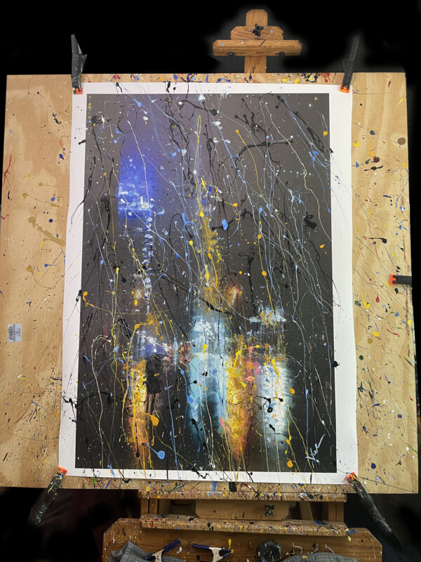 Abstract Modern Wall Art Titled Raining In Charlotte 28 x 42 in studio