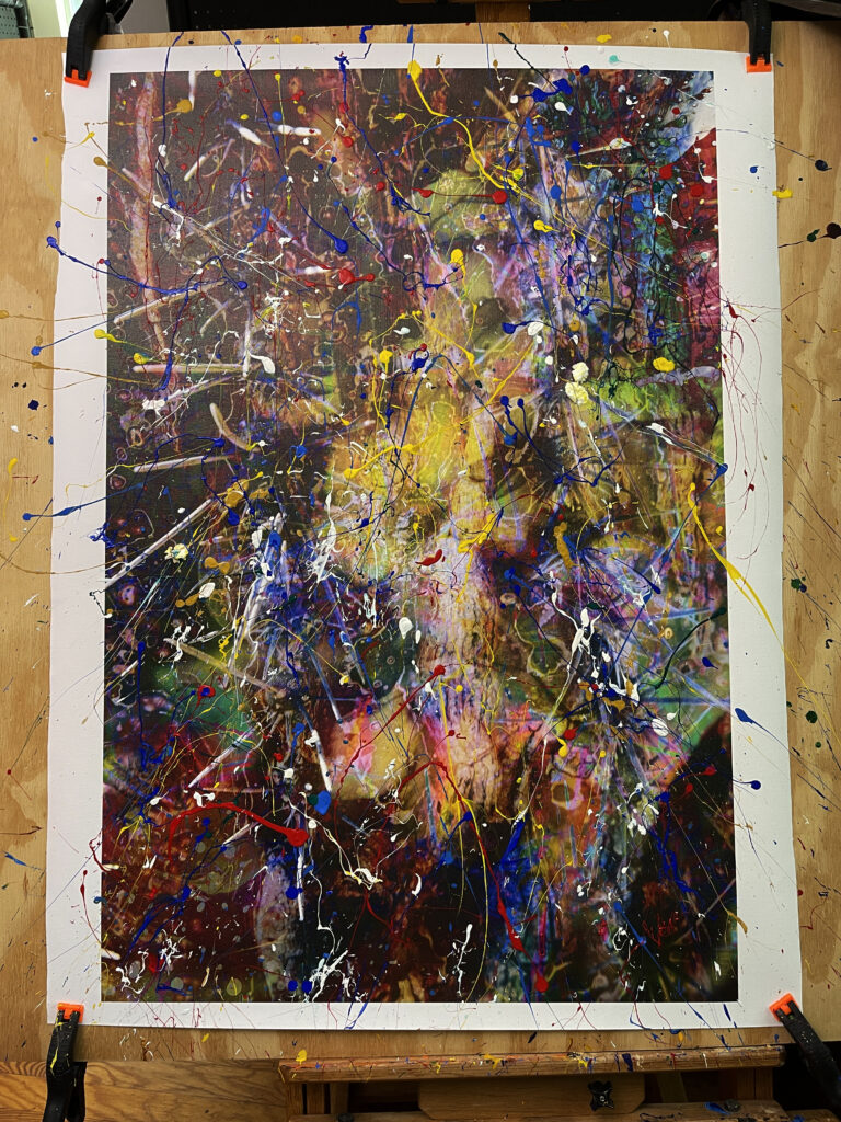 Abstract Modern Wall Art Titled Yellow Flowers 28 x 42 in studio