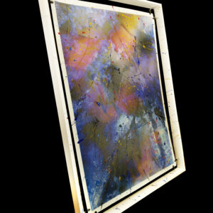 Abstract Modern Wall Art Titled Got The Blues Two with Painted Suspended Frame 28 x 42 in studio