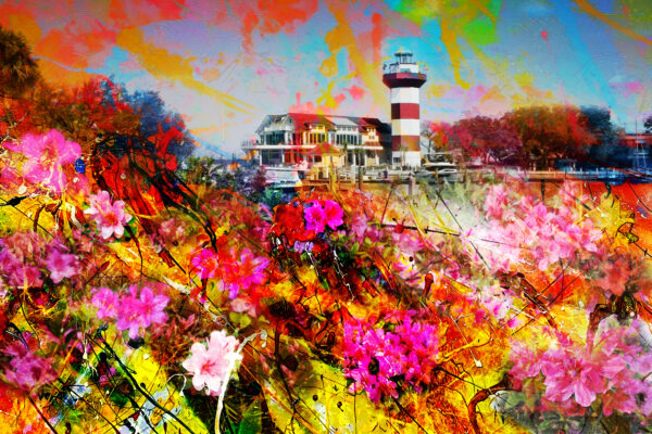 Abstract Modern Wall Art Titled Hilton Head Island Harbour Town Lighthouse