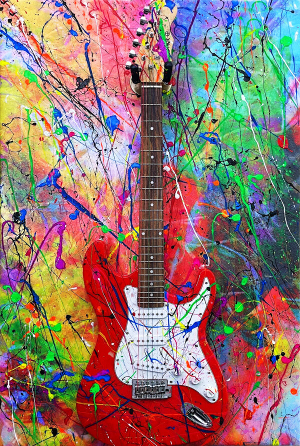 Abstract Modern Wall Art Titled Red Electric Guitar