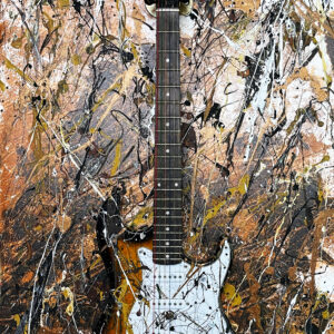 Abstract Modern Wall Art Titled Brown and Black Electric Guitar 26 x 40 in studio