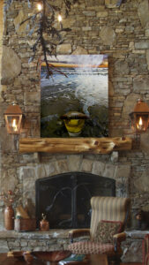 Late Hour Davidoff Cigar and Bourbon sunset at the beach painting on canvas by artist Michael John Valentine