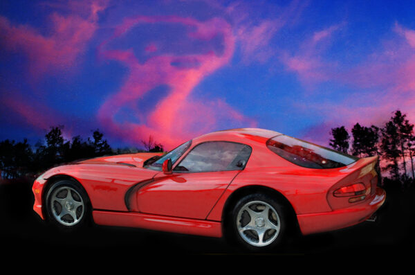 Red Dodge Viporized Cloud Painting on Canvas by artist Michael John Valentine
