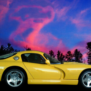 Dodge Viper Car Art with Vaporized Clouds by artist Michael John Valentine