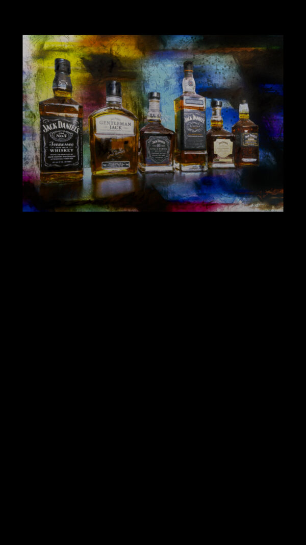 Six Shooter Jack Daniels Painting on Canvas by Artist Michael John Valentine