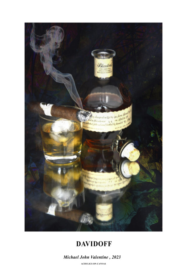 Davidoff Cigar and Blanton's Bourbon Poster Print by artist Michael John Valentine