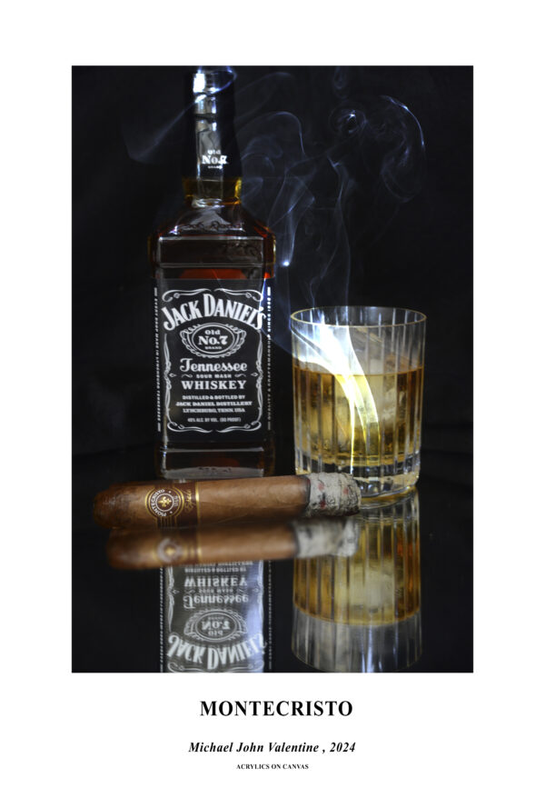 Montecristo Cigar and Jack Daniel's Bourbon Poster Print by artist Michael John Valentine