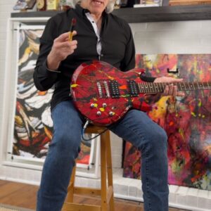 Hand Painted Wall Mounted Jackson Pollock Style Electric Guitars by Artist Michael John Valentine