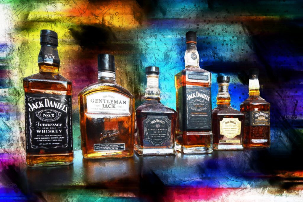 Six Shooter Jack Daniel's Abstract Modern Art Painting On Canvas by Artist Michael John Valentine