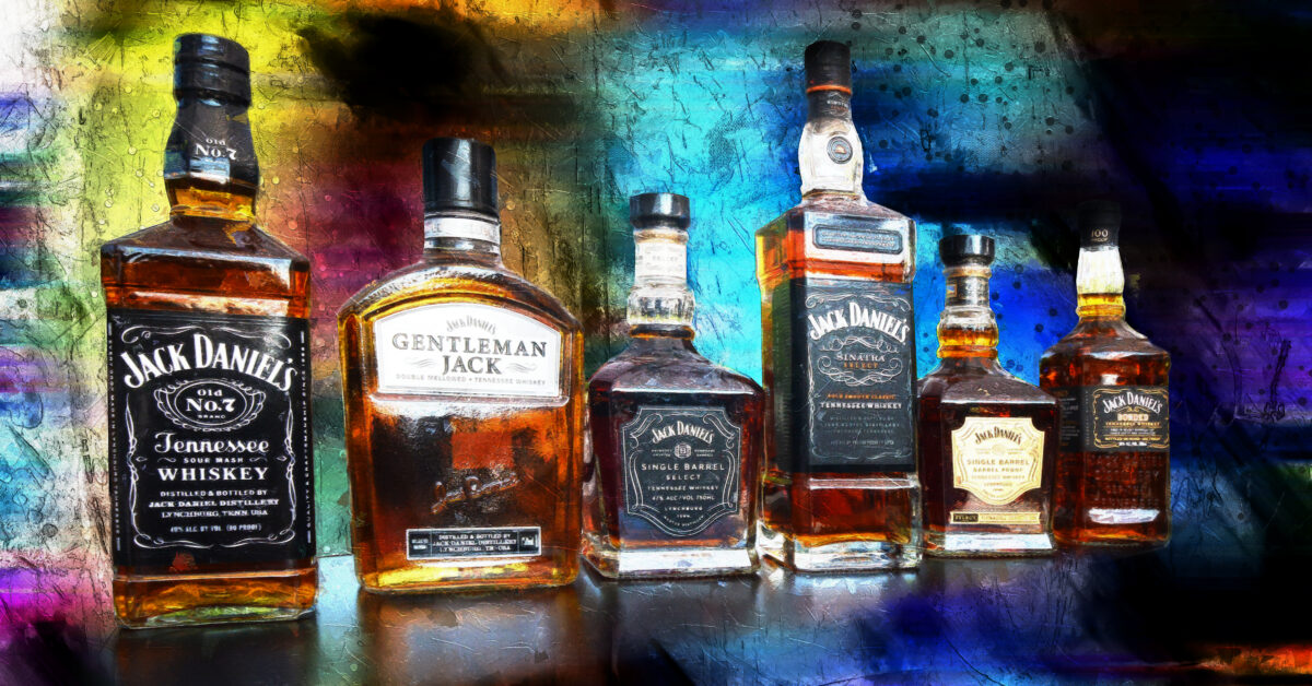 Six Shooter Jack Daniel's Abstract Modern Art Painting On Canvas by Artist Michael John Valentine