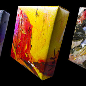 6 x 6 gallery wrapped canvas with stand titled the mini earth series abstract by artist Michael John Valentine