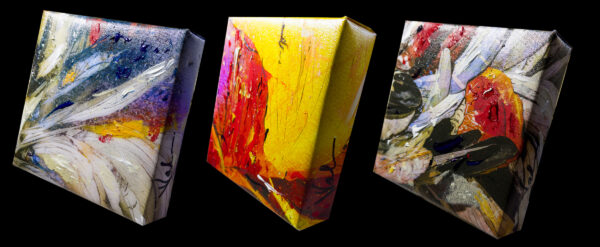 6 x 6 gallery wrapped canvas with stand titled the mini earth series abstract by artist Michael John Valentine