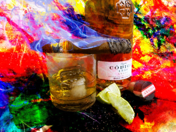 Abstract Cohiba Cuban Cigar with Codigo Tequila