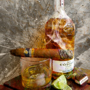 Codigo 1530 Tequila and Cohiba Cigar Painting on canvas by artist Michael John Valentine