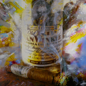 Pappy Van Winkle 10 Year Bourbon and Drew Estate Cigar Painting by Michael John Valentine