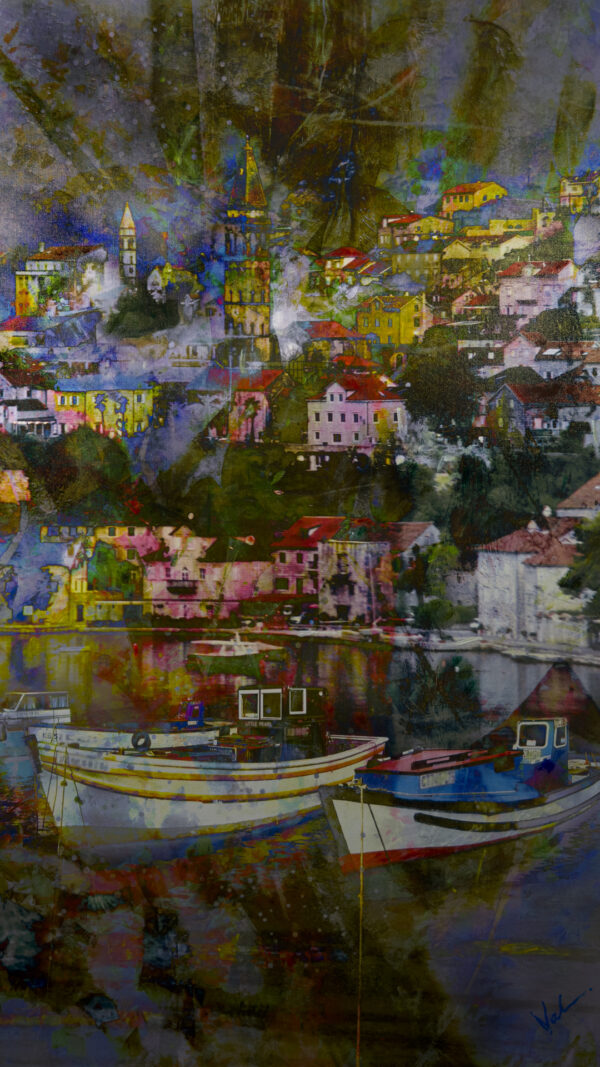Kotor Montenegro Abstract Boats by artist Michael John Valentine
