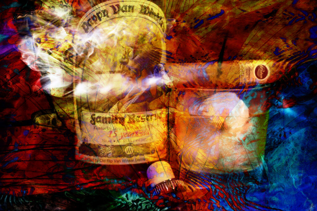 Abstract 15 Year Pappy Van Winkle's Bourbon and Padron 1926 Anniversary Cigar Painting