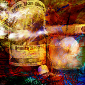 Abstract 15 Year Pappy Van Winkle's Bourbon and Padron 1926 Anniversary Cigar Painting