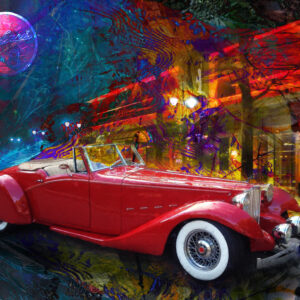 The Super 8 Packard Moon rises over this abstract car painting