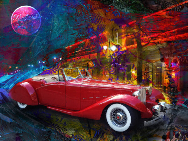 The Super 8 Packard Moon rises over this abstract car painting