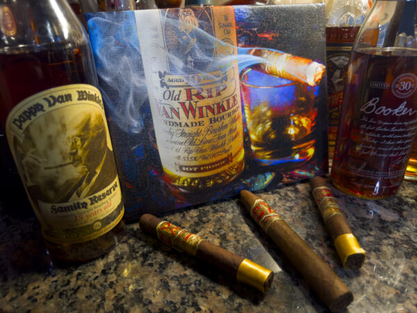 10yr old rip and Opus X Cigar gallery wrapped canvas by artist Michael John Valentine