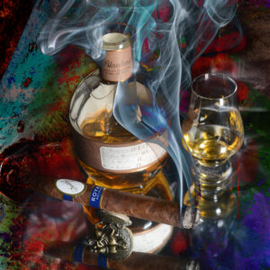 Davidoff Royal Cigar and Blanton's Bourbon Painting by artist Michael John Valentine