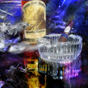 15 year Pappy and DAVIDOFF ROYAL CIGAR Painting by artist Michael John Valentine