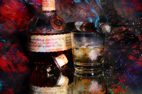 Davidoff Cigar and Blanton's Bourbon Abstract by artist Michael John Valentine
