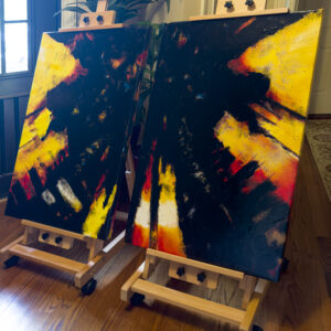 The Power Of Beethoven Diptych Mixed Media Paintings by artist Michael John Valentine