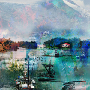 Juneau Alaska Abstract Boats Seaplane and Village Painting