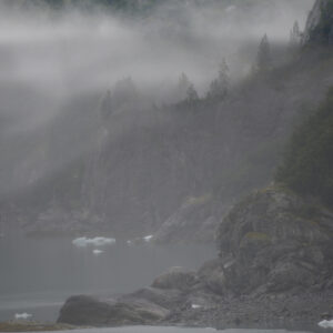 Alaska Smoke on the water and sky with Sea Otters