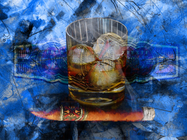 Arturo Fuente Opus X Cigar and Bourbon On The Rocks Painting