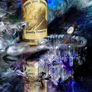 Davidoff Royal Cigar and 15 Year Pappy Van Winkle's Bourbon Painting