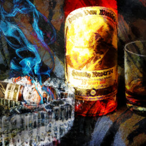 15 Year Pappy Van Winkle's Bourbon and Drew Estate pappy Cigar Painting