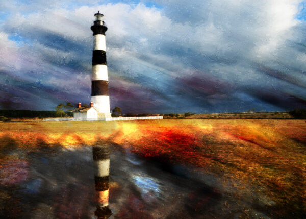 11 x 14 Fine Art Abstract Matted Print Bodie Island Lighthouse Nags Head North Carolina