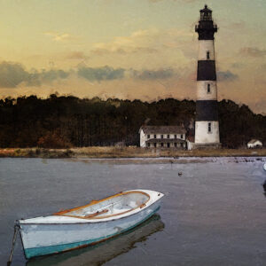 11 x 14 Fine Art Matted Print Bodie Island Lighthouse Boats