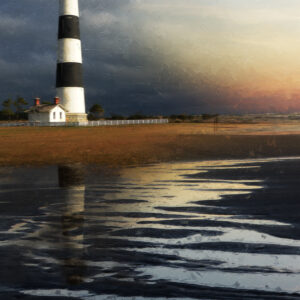 11 x 14 fine art print matted Bodie Island Lighthouse at Sea OBX