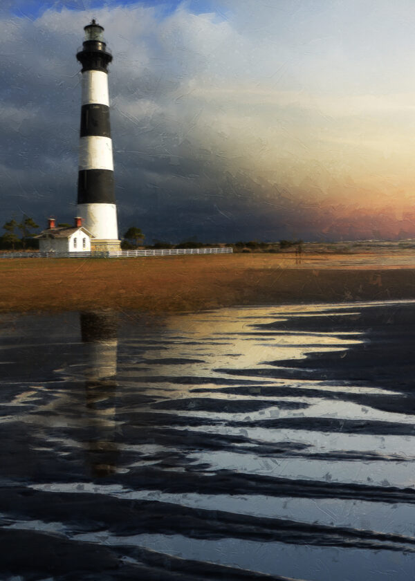 11 x 14 fine art print matted Bodie Island Lighthouse at Sea OBX