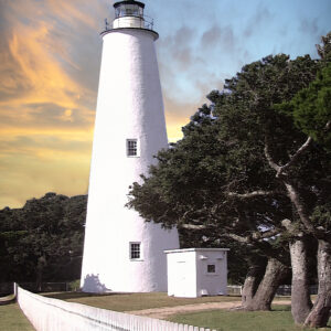 11 x 14 matted fine art print Ocracoke Island Lighthouse Outer Banks NC