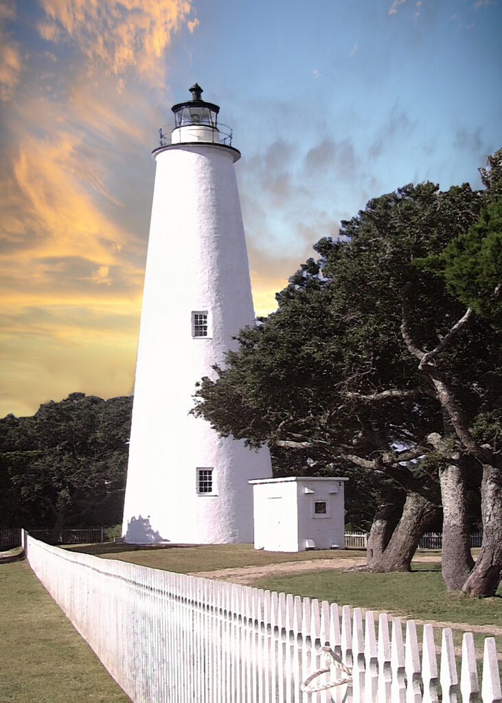 11 x 14 matted fine art print Ocracoke Island Lighthouse Outer Banks NC