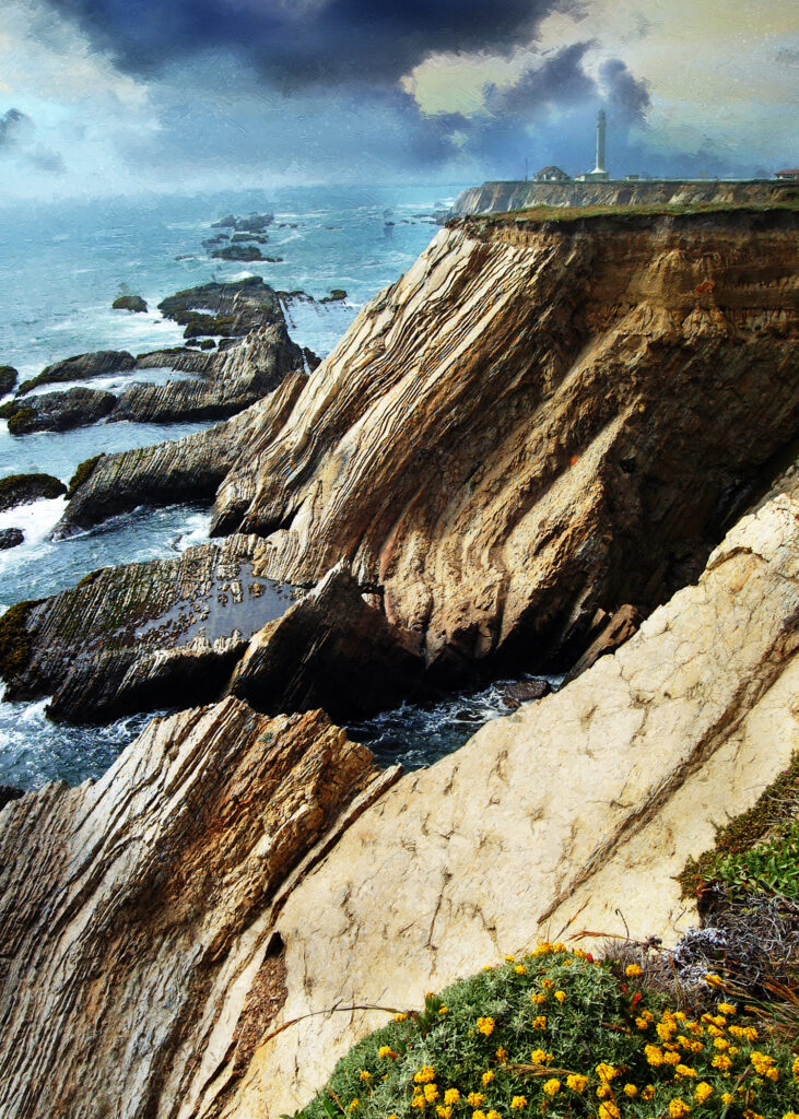 11 x 14 Matted Fine Art Print Cliffs of Pigeon Point Lighthouse