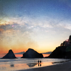 11 x 14 Fine Art Matted Print Haceta Head Lighthouse Night Walk Oregon Coast